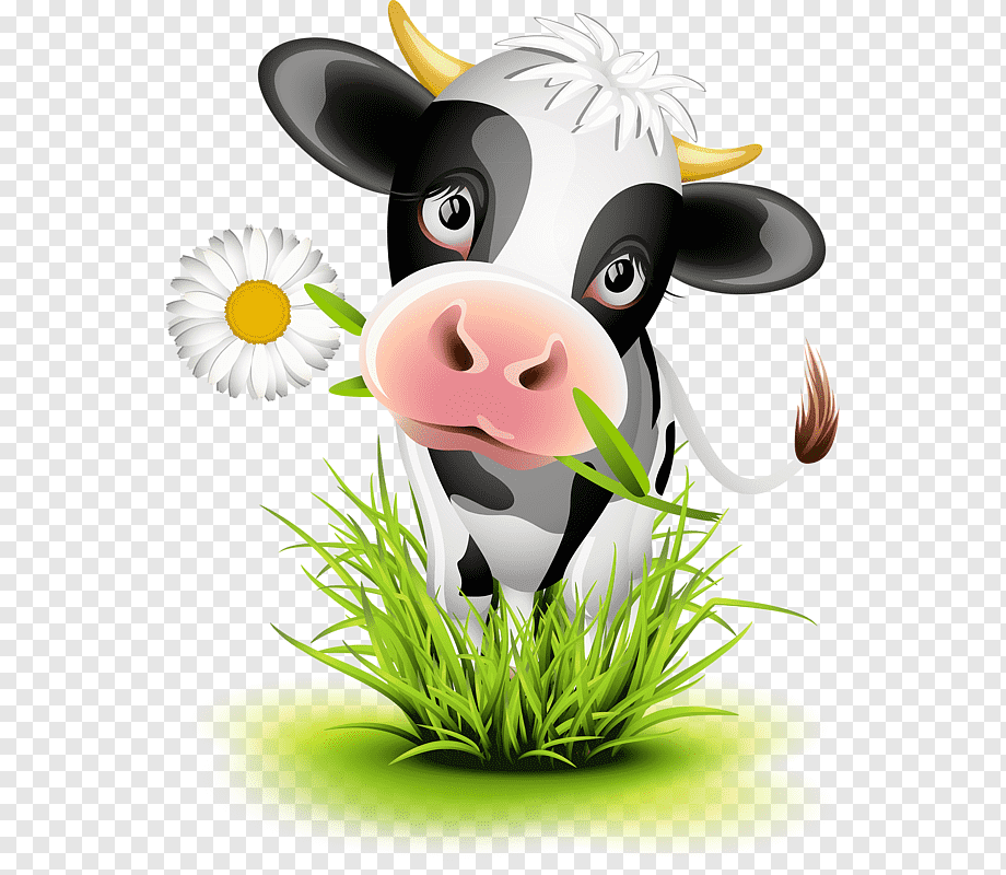 png-transparent-cattle-calf-cartoon-illustration-cow-cow-standing-on-grasses-with-white-daisy-...png