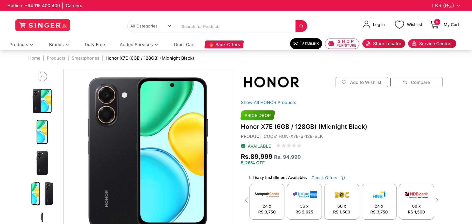 Screenshot 2026-10-21 at 07-25-01 Buy Honor X7E (6GB _ 128GB) (Midnight Black) Online in Sri L...png