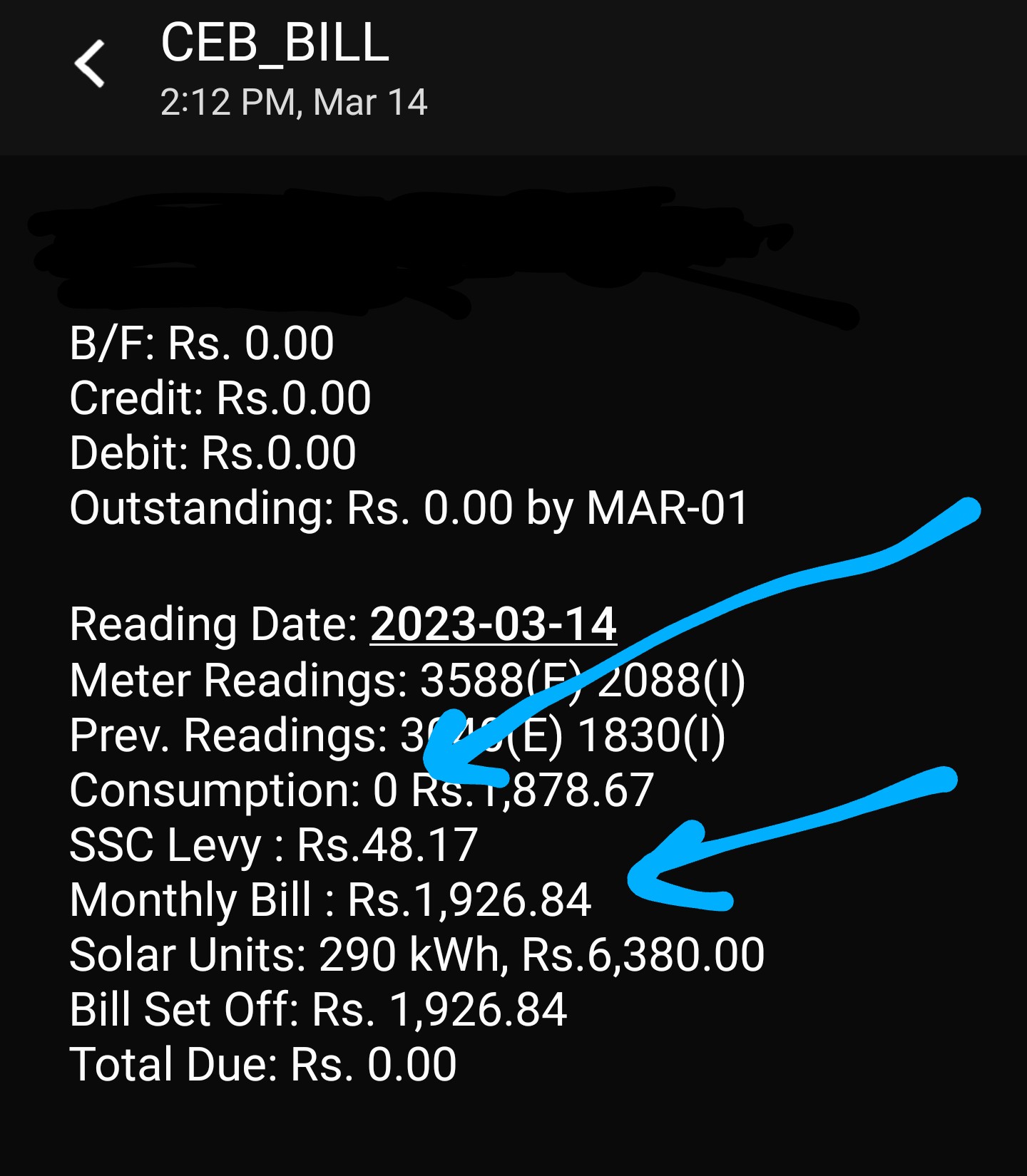 CEB Solar Net Accounting New Bill 2023 | ElaKiri