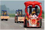 Newly weds transform forklift into wedding car.jpg