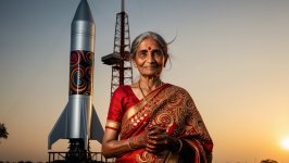 Default_An_elderly_Indian_woman_with_wisps_of_gray_hair_peekin_0.jpg