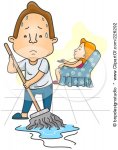 226292-Royalty-Free-RF-Clipart-Illustration-Of-A-Woman-Watching-Tv-While-Her-Husband-Mops-The-Fl.jpg